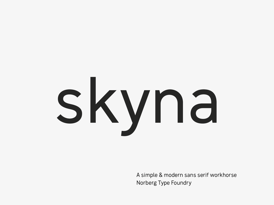 Skyna - a technical grotesk, a clean & modern sans serif or simply put - a sans serif workhorse. A perfect typeface for branding work, editorial design, magazines and infographics
